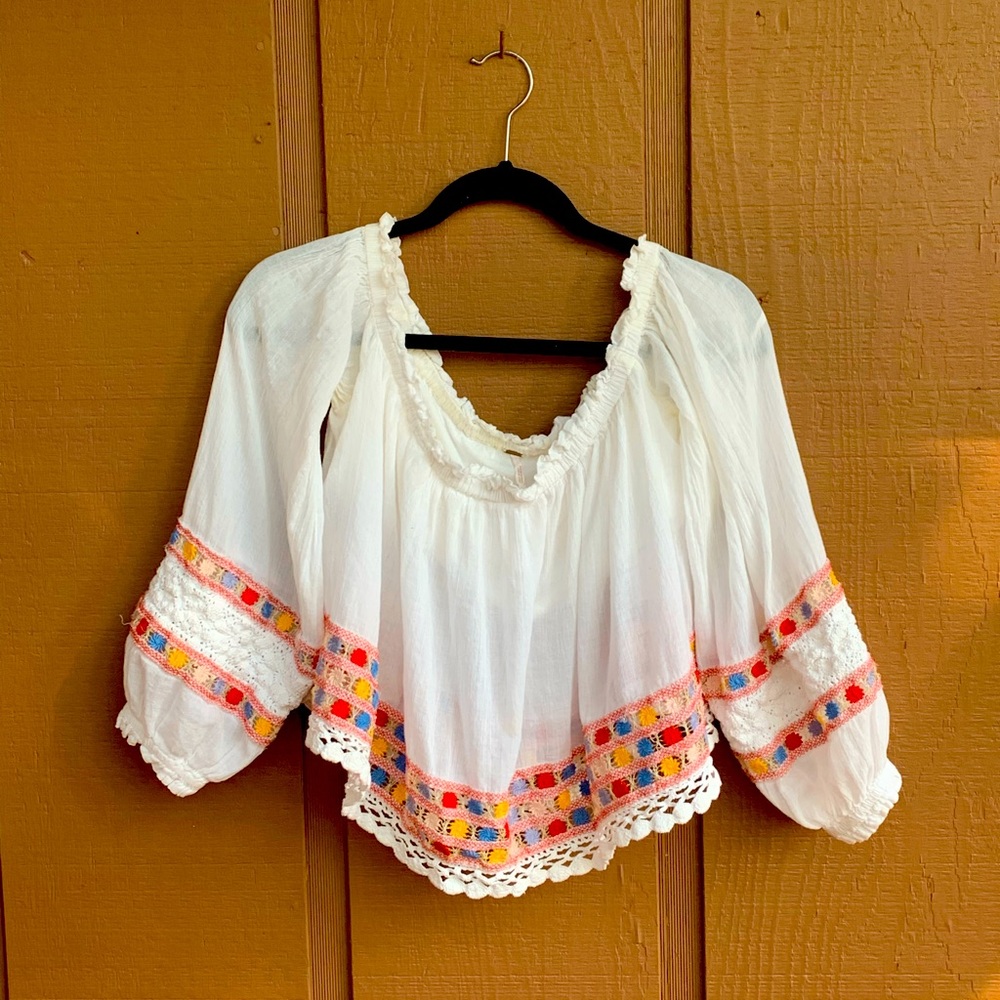 Free People off the shoulder crochet blouse